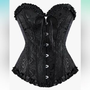 ⭐️Black Steampunk Whimsygoth Festival Halloween metal hook corset size Lg (8-10)